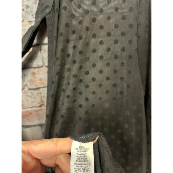 Unique Vintage Black Swiss Dot sheer Starlet long Duster women's size ex - Picture 4 of 6
